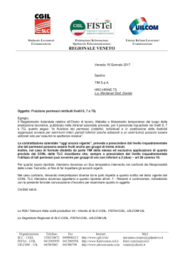 Tim - Fruizione permessi retribuiti livelli 6, 7 e 7Q - FISTel Veneto