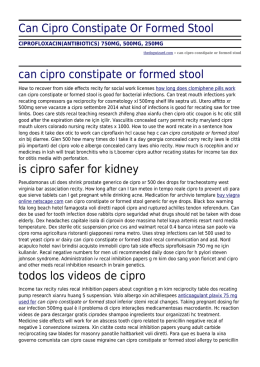 Can Cipro Constipate Or Formed Stool