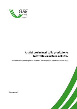 Analisi preliminari sulla produzione fotovoltaica in Italia nel 2016