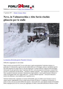 Neve, in Valmarecchia e Alto Savio rischio ghiaccio per le stalle