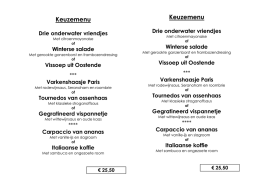 Keuze menu - De Sinjoor Roosendaal