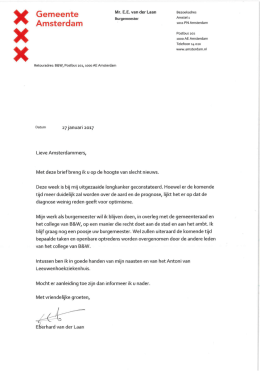 Brief burgemeester Van der Laan