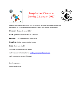 Info Jeugdtornooi Vrasene - Badminton GSF Nieuwkerken jeugd
