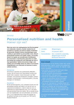 Personalised nutrition and health