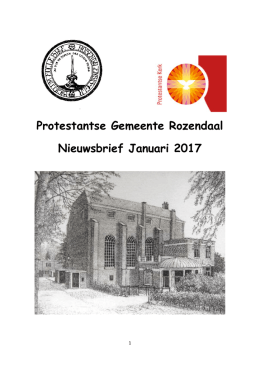 Protestantse Gemeente Rozendaal Nieuwsbrief Januari 2017