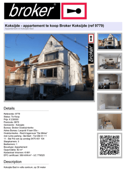 Koksijde - appartement te koop Broker Koksijde (ref 9779) Details