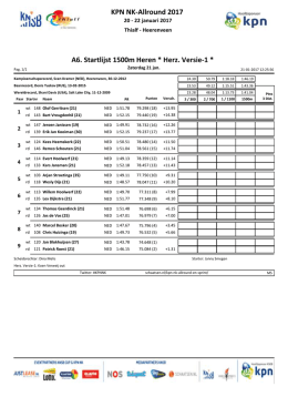 A6. Startlijst 1500m Heren * Herz. Versie-1 * KPN NK