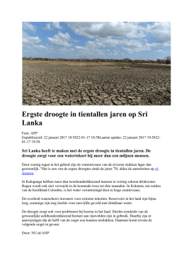 Ergste droogte in tientallen jaren op Sri Lanka