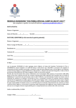 Volterra Special Camp 2017 - Modulo di Iscrizione