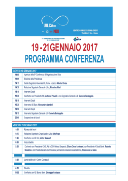 19 - 21 gennaio 2017 programma conferenza