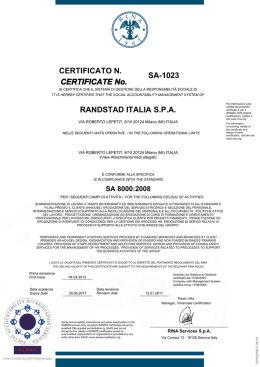 SA-1023 RANDSTAD ITALIA SPA CERTIFICATE No. CERTIFICATO
