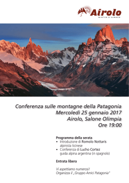 Conferenza sulle montagne della Patagonia Mercoledì 25 gennaio