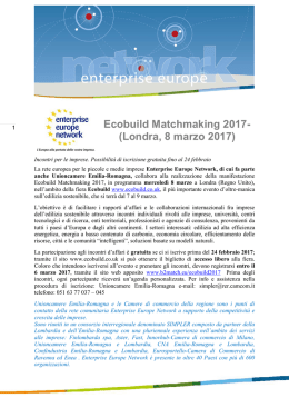 Ecobuild Matchmaking 2017 - Unioncamere Emilia