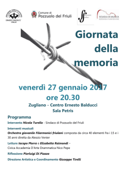 Giornata della memoria - Comune di Pozzuolo del Friuli