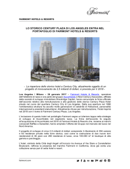 lo storico century plaza di los angeles entra nel portafoglio di