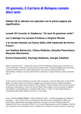 30 gennaio, il Corriere di Bologna compie dieci anni