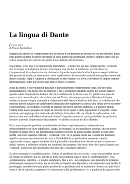 La lingua di Dante, Azione, 23 gennaio 2017