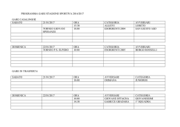 programma gare stagione sportiva 2016/2017
