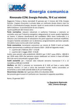 Comunicato CCNL Energia Petrolio 25 01 2017