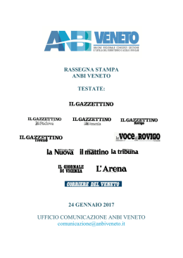 RASSEGNA STAMPA ANBI VENETO TESTATE: 24 GENNAIO 2017