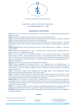 Decreto Direttoriale n. 6 - Ministero del Lavoro e delle Politiche Sociali