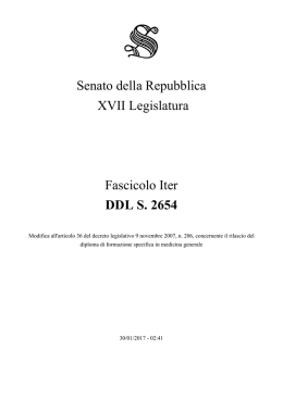 Senato della Repubblica XVII Legislatura Fascicolo Iter DDL S. 2654