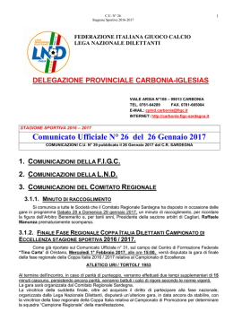 Comunicato Ufficiale N&deg; 26 del 26 Gennaio 2017