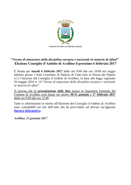 Elezione Consiglio d`Ambito di Avellino il prossimo 6 febbraio 2017