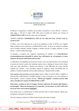 Avviso per l`assegnazione in appalto a trattativa privata onerosa