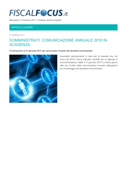 somministrati: comunicazione annuale 2016 in