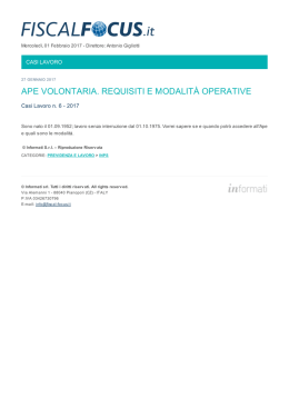 ape volontaria. requisiti e modalit&agrave; operative