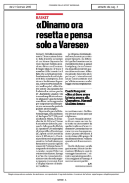 «Dinamo ora resetta e pensa solo a Varesen