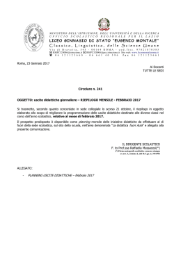 Piano mensile di uscite didattiche FEBBRAIO