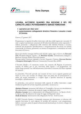 Nota Stampa Accordo Quadro RFI Regione Liguria