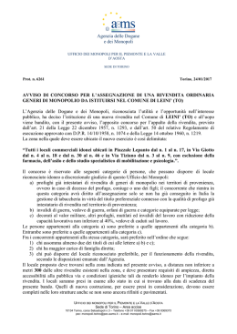 Avviso di concorso per l`assegnazione di una rivendita ordinaria di