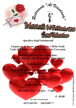 menu di san valentino - Ristorante Al Viandante