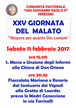 XXV GIORNATA DEL MALATO - Comunità Pastorale Giovanni Paolo II