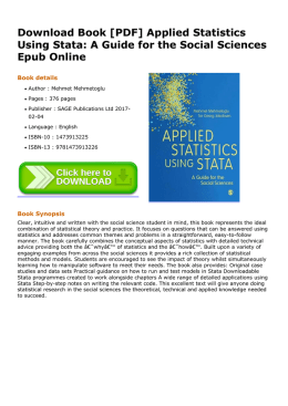Applied Statistics Using Stata: A Guide for the