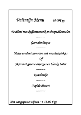 Valentijn Menu - Restaurant Classic