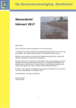 Nieuwsbrief februari 2017 - De Seniorenvereniging Zandvoort