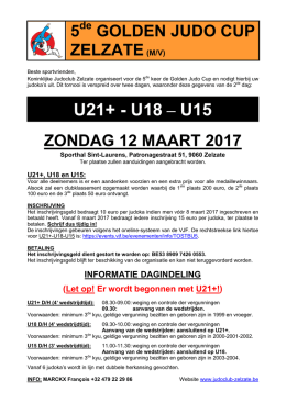 U21+ - U18 – U15 - Welkom bij Koninklijke Judoclub Zelzate