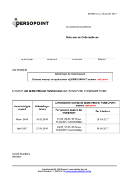 Planning maart en april 2017
