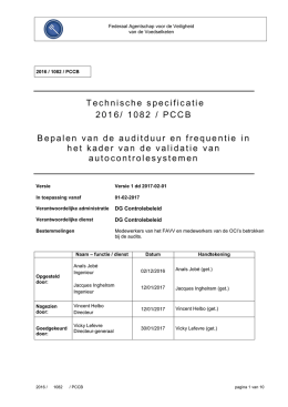 Technische specificatie 2016/ 1082 / PCCB Bepalen van de