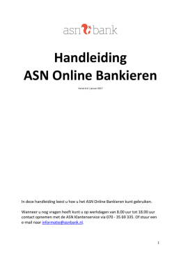 Handleiding ASN Online Bankieren