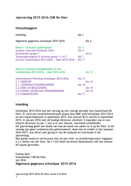 Jaarverslag 2015-2016 CNB De Hien Inhoudsopgave Inleiding