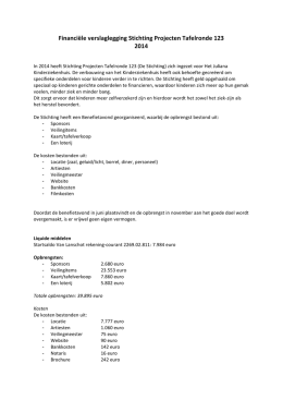 Financiële verslaglegging Stichting Projecten Tafelronde 123 2014