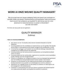 word jij onze nieuwe quality manager? quality manager