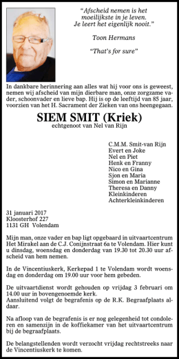 SIEM SMIT (Kriek) - Nieuw