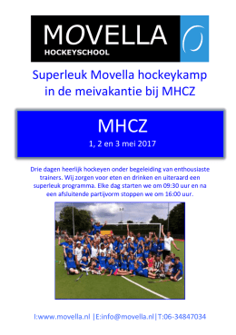 Flyer hockeykamp MHCZ meivakantie 2017