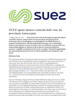 SUEZ opent nieuwe centrale hub voor de provincie Antwerpen